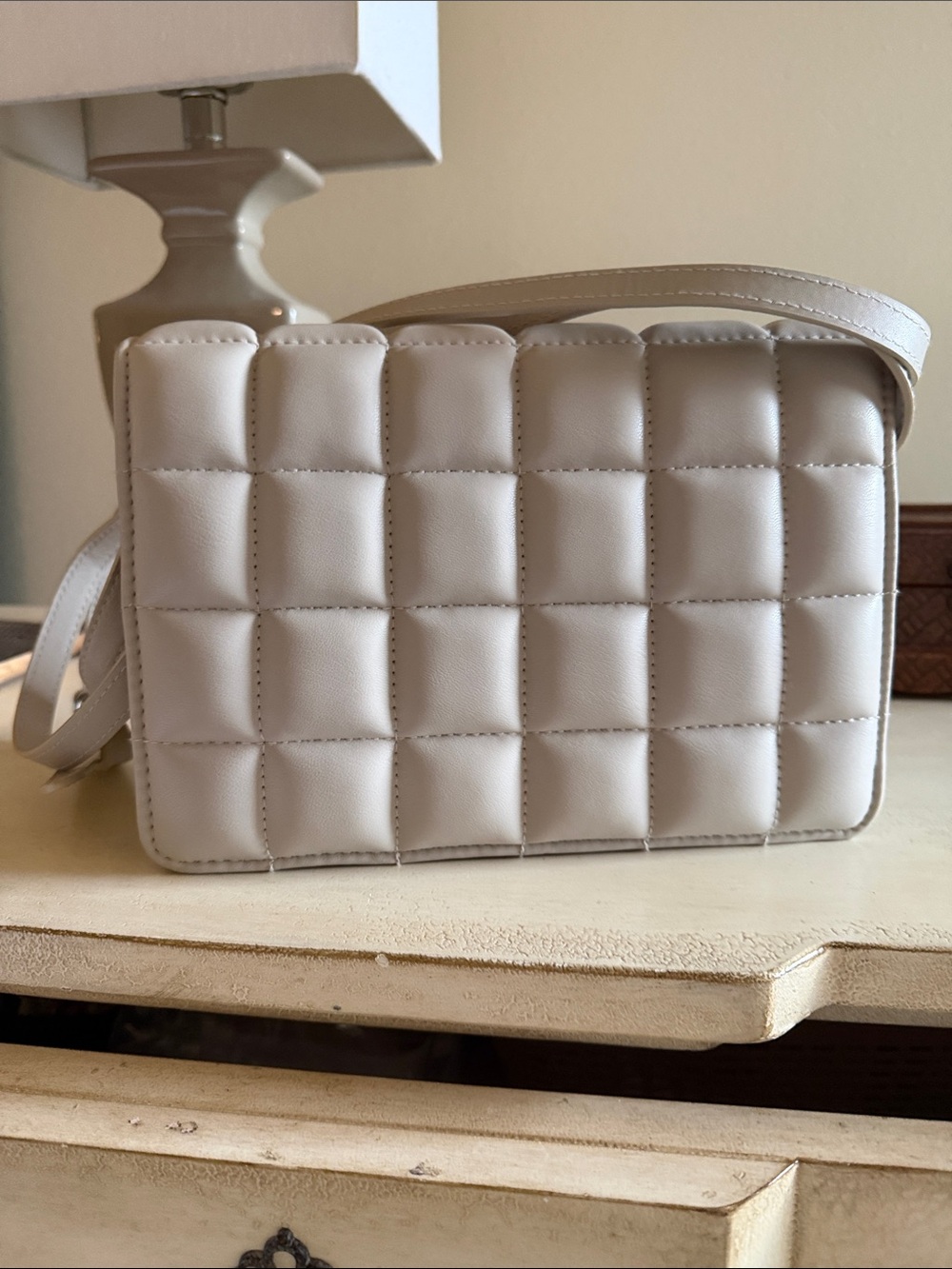 H&M Quilted Crossbody Bag in Cream 7x10 inches